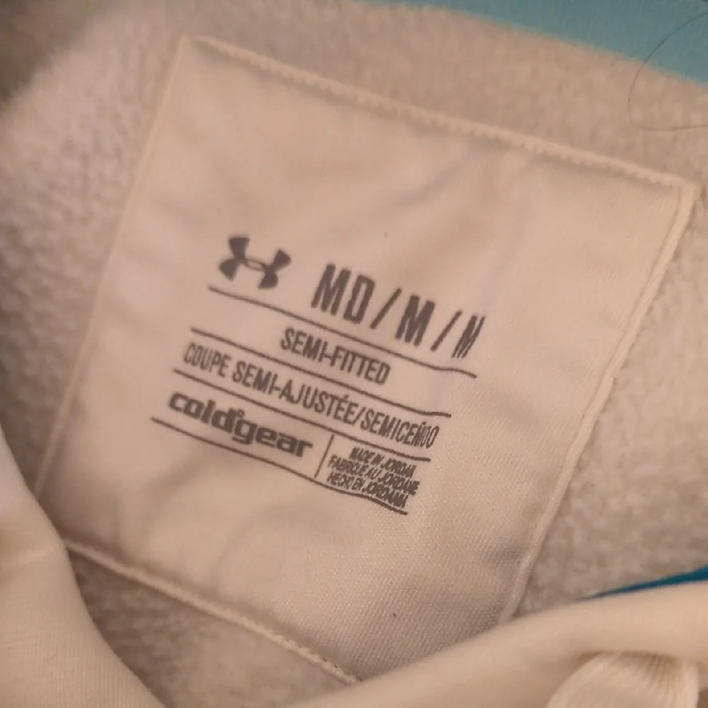 Under Armour Cream Hoodie with Blue Logo - Picture 2 of 7